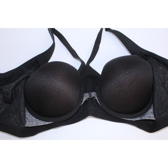 VSX Victoria's Secret Sport Bra 38C Black Heather Zipper Front Padded Underwire - Picture 6 of 13